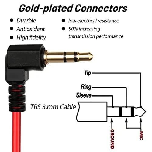 COCOMK Coiled 3.5mm TRS to TRS Microphone Patch Cable 80cm (32") Red | High Fidelity Sound for Cameras & Audio Devices thumbnail 5