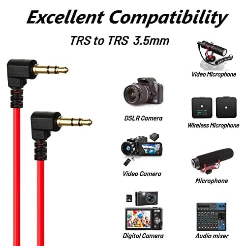COCOMK Coiled 3.5mm TRS to TRS Microphone Patch Cable 80cm (32") Red | High Fidelity Sound for Cameras & Audio Devices thumbnail 3