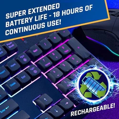 KLIM Chroma Wireless Gaming Keyboard and Mouse Bundle, US Layout, Backlit RGB | Dual-Dongle, Rechargeable, Durable thumbnail 3