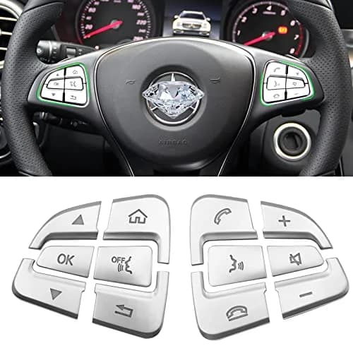 Moonlinks Steering Wheel Button Trim Stickers 12-Pack | Chrome-Plated ABS for Mercedes Benz C V GLC Class thumbnail 1
