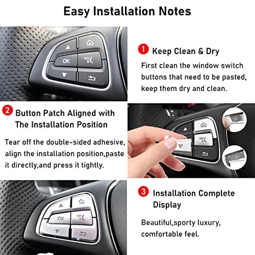 Moonlinks Steering Wheel Button Trim Stickers 12-Pack | Chrome-Plated ABS for Mercedes Benz C V GLC Class thumbnail 6