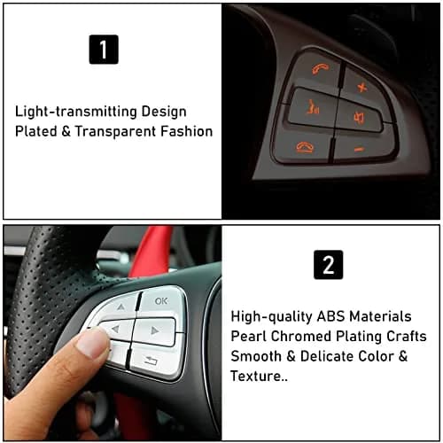 Moonlinks Chrome Steering Wheel Button Covers Trim Stickers for Mercedes Benz A B GLA CLA GLS GLE CLS SL Class (12 Pack) thumbnail 3
