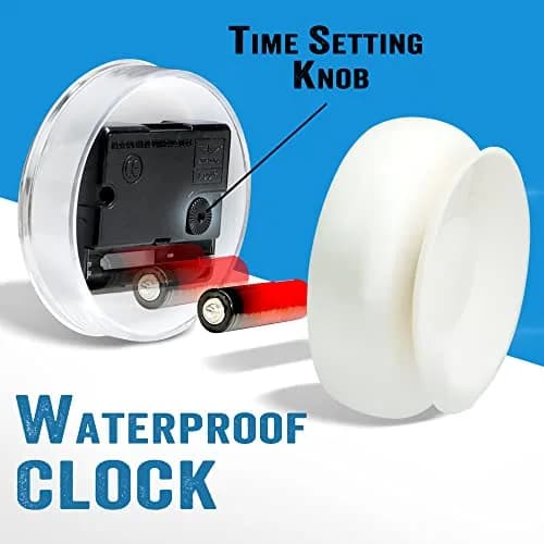 Betus Waterproof Bathroom Shower Clock with Large Suction Cup - Silent, Water Proof, Battery Operated Wall Clock for Toilet, Kitchen, Bedroom (White) | Easy Setup Analog Clock thumbnail 2