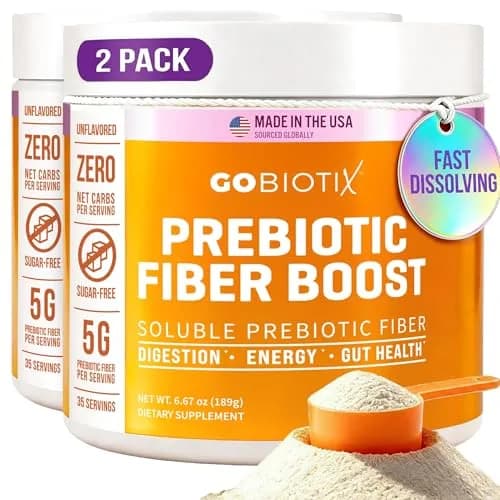 GOBIOTIX Fiber Supplement Powder with Prebiotics for Digestive & GLP-1 Support, 2 Pack, Vegan & Gluten-Free | Gut Health & Debloat thumbnail 1