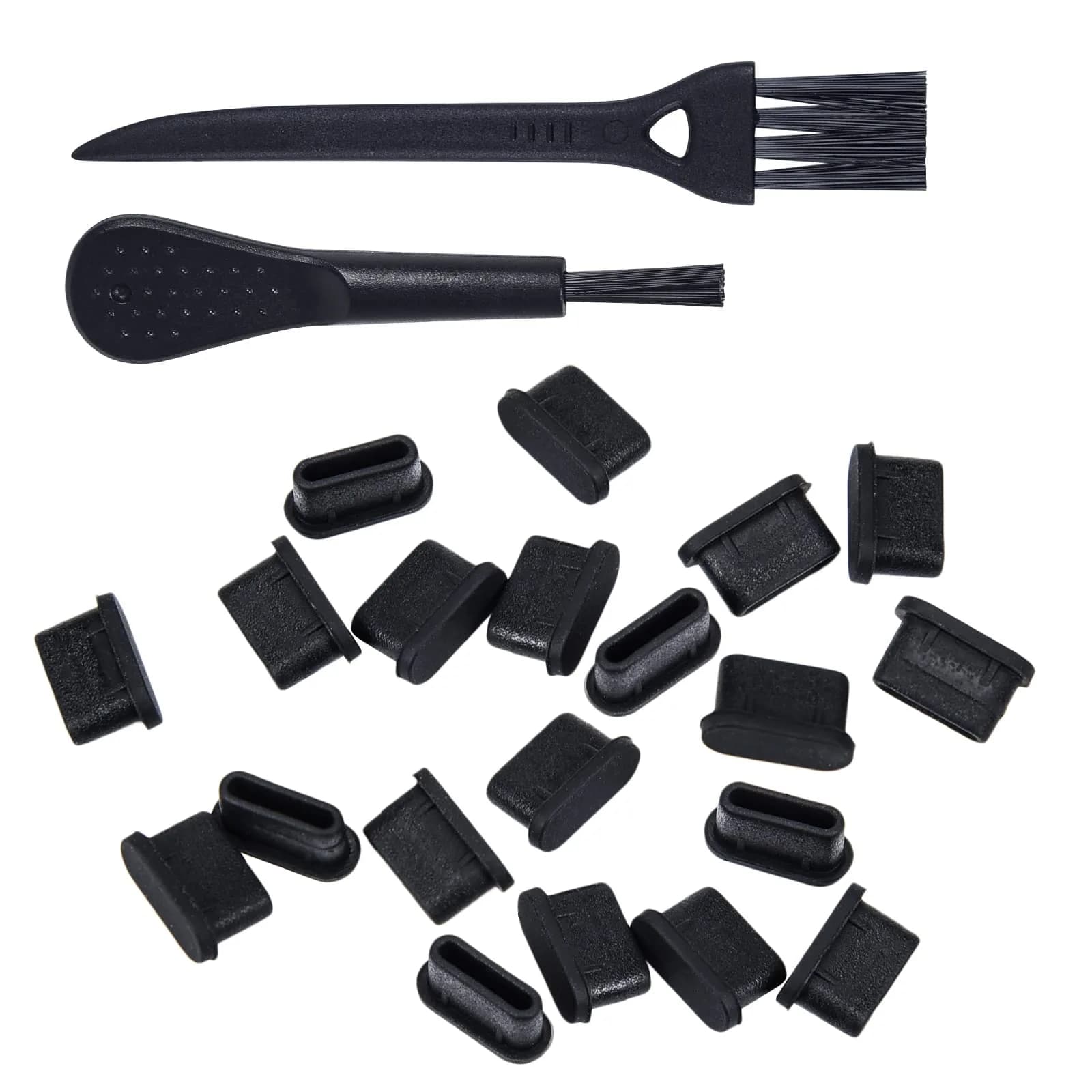 iKammo 20 Pcs USB C Dust Plugs Cover with 2 Cleaning Brushes | Protects Ports from Dust, Lint, and Grime