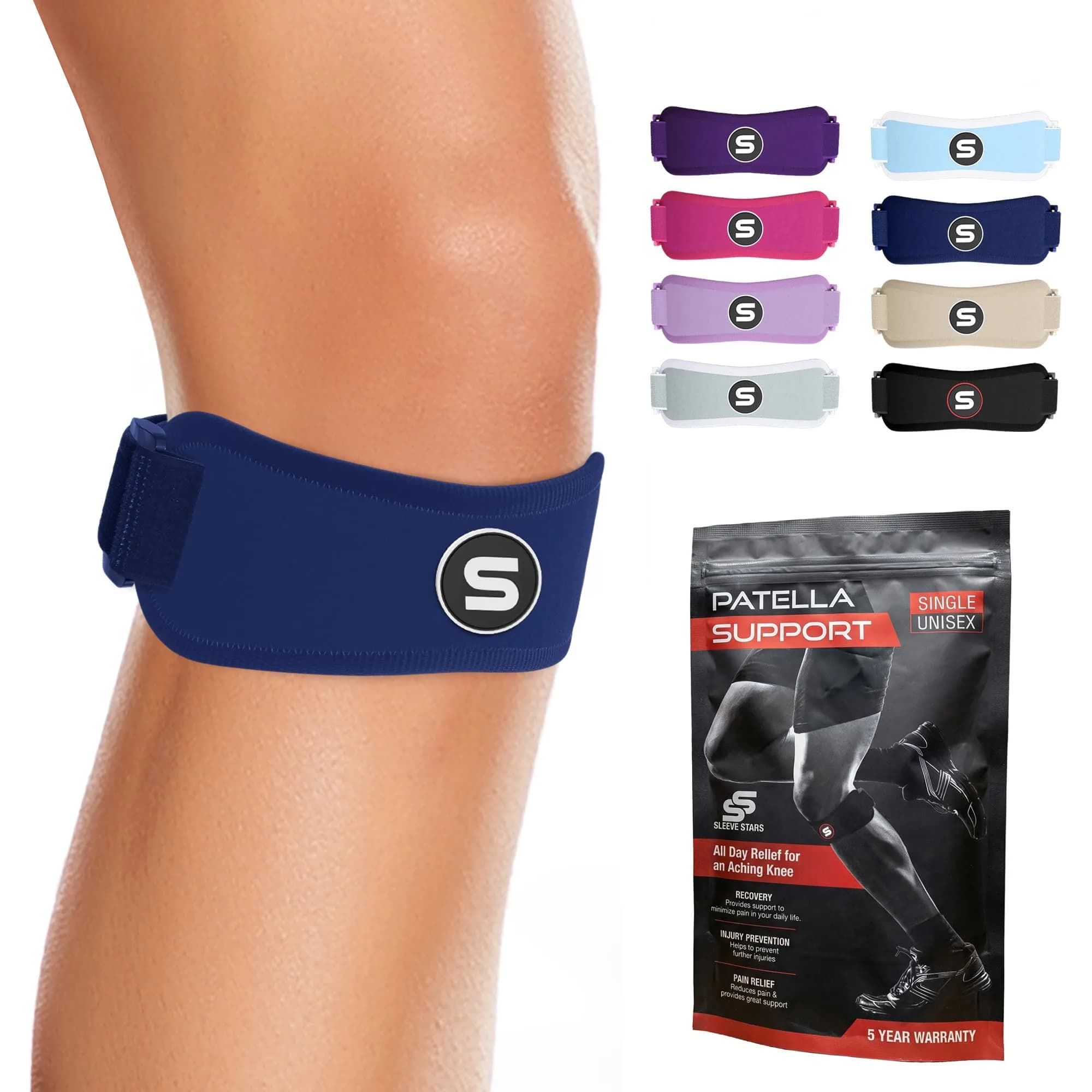Sleeve Stars Patellar Tendon Support Strap Osgood Schlatter Knee Brace for Youth, Women & Men, Black | Adjustable Fit for Pain Relief — Navy Blue