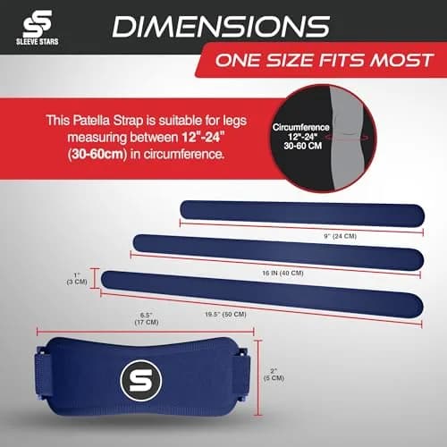 Sleeve Stars Patellar Tendon Support Strap Navy Blue Adult | Orthopedic Brace for Pain Relief thumbnail 4