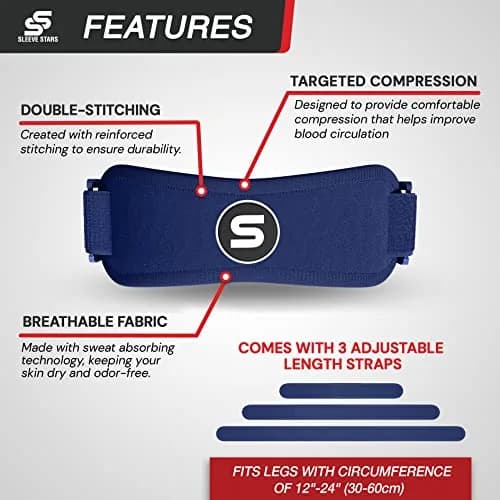 Sleeve Stars Patellar Tendon Support Strap Navy Blue Adult | Orthopedic Brace for Pain Relief thumbnail 6