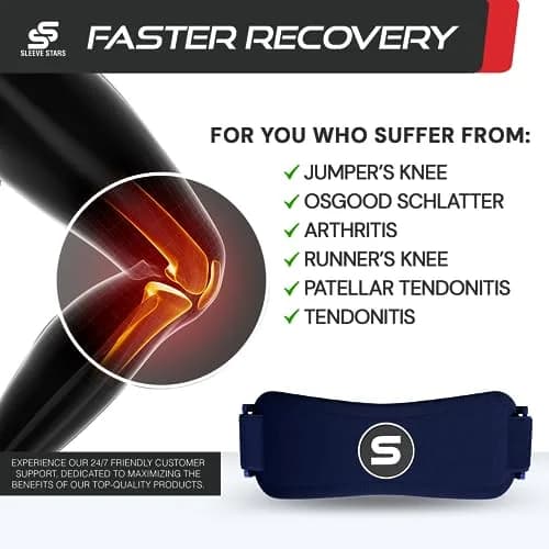Sleeve Stars Patellar Tendon Support Strap Navy Blue Adult | Orthopedic Brace for Pain Relief thumbnail 2