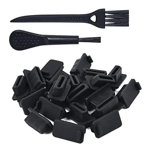 iKammo 20 Pcs HDMI Dust Cover Plugs & 2 Cleaning Brushes | Protects Ports from Dust, Lint, and Grime thumbnail 1