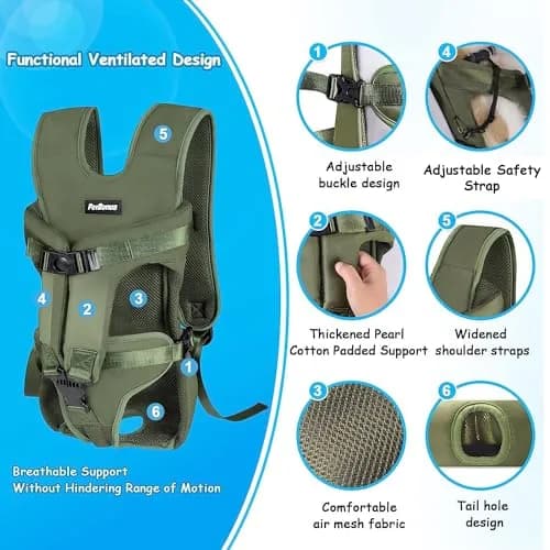 PetBonus Pet Front Dog Carrier Backpack L | Adjustable & Breathable for Medium Small Dogs thumbnail 2