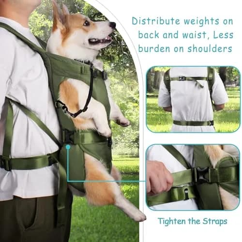 PetBonus Pet Front Dog Carrier Backpack Army Green | Adjustable, Hands Free for Small & Medium Dogs thumbnail 3
