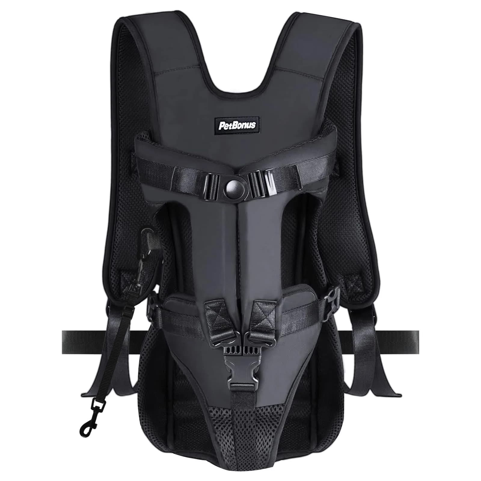 PetBonus Pet Front Dog Carrier Backpack M Black | Hands-Free Hiking & Cycling for Small-Medium Dogs