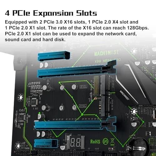 MACHINIST X99 MR9A PRO ATX Motherboard LGA 2011-3 DDR4 64GB Max 28.5cm x 22cm | Supports Intel Xeon E5 V3/V4 & Core i7 5th/6th Gen thumbnail 5