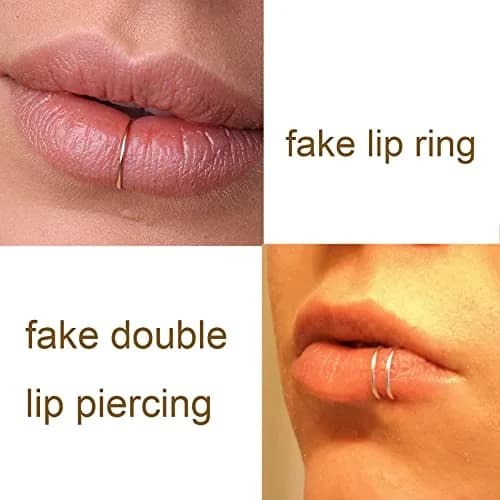 MODRSA Fake Nose Rings - Hoop & Double Hoop Piercings for Women & Men | Hypoallergenic Stainless Steel, 8 Pieces thumbnail 6