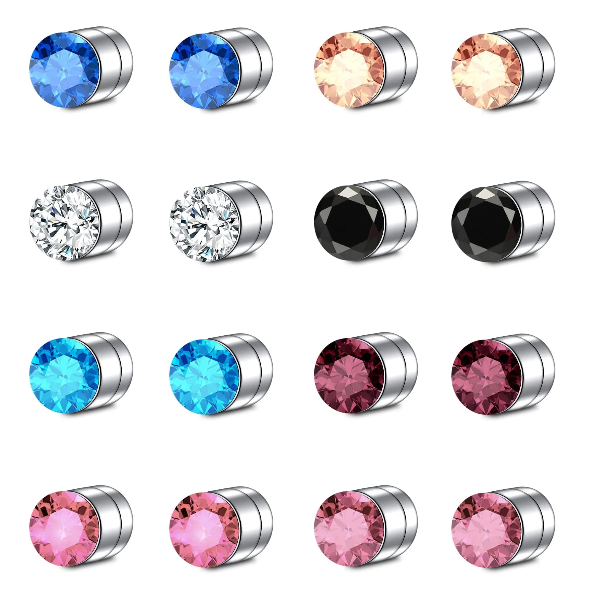 MODRSA Magnetic Nose Studs & Rings 3mm (8 Pairs) | Non-Piercing Faux Jewelry — A3-fake nose stud