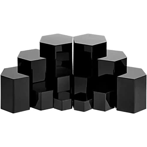 Jetec Black 12 Pcs Hexagonal Jewelry Display Risers Acrylic Stands (6 Sizes, 2 Each) | Versatile Display for Collections & Events thumbnail 1