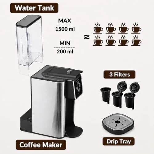 Mecity 120V 10 oz Coffee Maker | Compatible with K cup Capsules & Tea, Removable 50 Oz Water Tank thumbnail 6