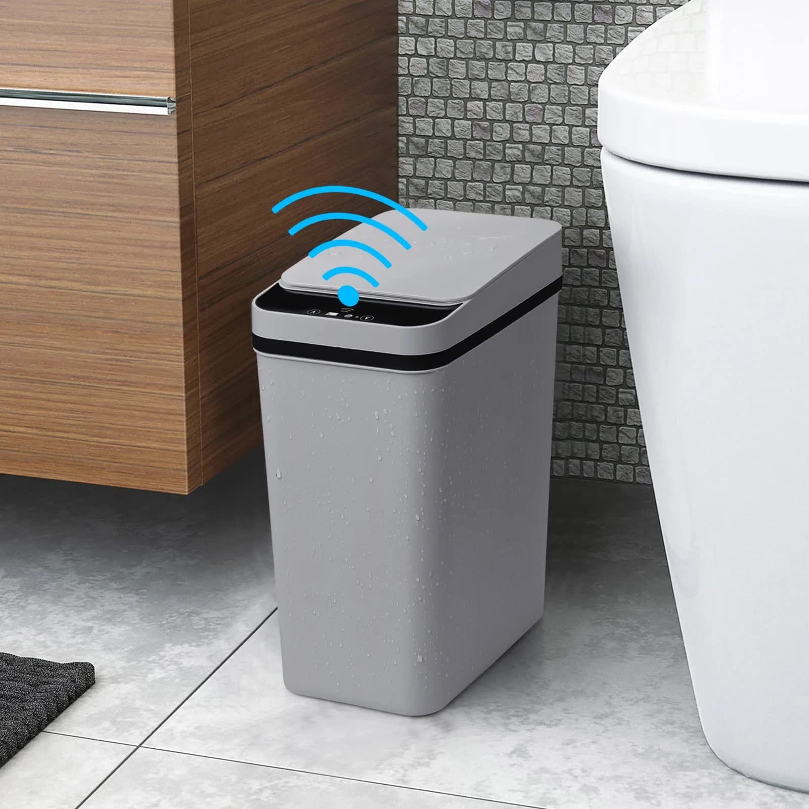 Anborry Smart Touchless Bathroom Trash Can 2.2 Gallon | Automatic Sensor Waste Bin for Small Spaces