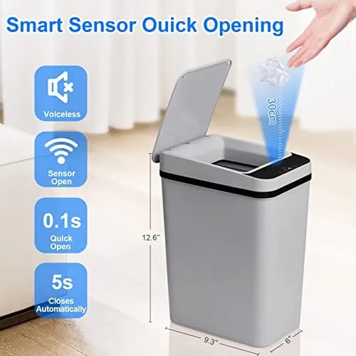 Anborry Smart Touchless Bathroom Trash Can 2.2 Gallon | Automatic Sensor Waste Bin for Small Spaces thumbnail 4