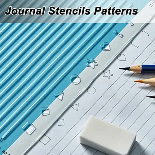 Sirensky Straight Line Stencil Template 28cm (11 Inch) | College Ruled 9/32" Spacing with Journal Patterns thumbnail 3