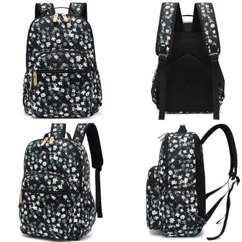 Leaper Floral Backpack Travel Bag Bookbags Women Satchel 35cm (13in) | Water-Resistant Polyester thumbnail 7