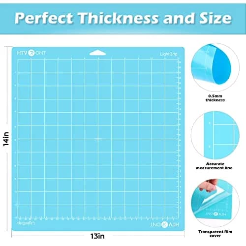 HTVRONT Light Grip Cutting Mats 12x12, 2 Pack, Blue | Compatible with Cricut Machines thumbnail 2
