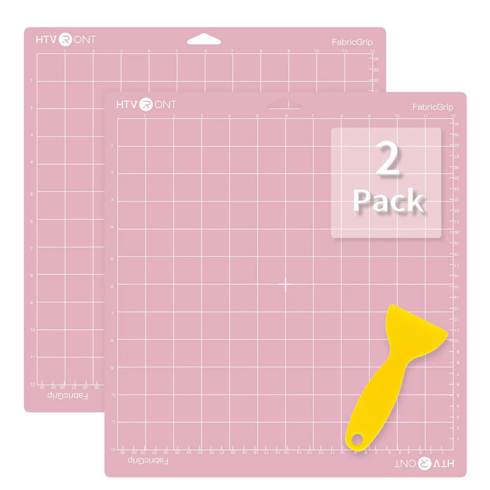 HTVRONT 12x12 Inch Cutting Mats (2 Pcs) with Scraper | Standard & Light Grip for Cricut Maker/Explore — Fabric Grip12X12 / 12X12