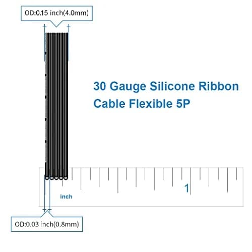 BNTECHGO 30 AWG 5-Pin Silicone Ribbon Wire 15.24 m (50 ft) Black | 600V High Temp Tinned Copper thumbnail 2