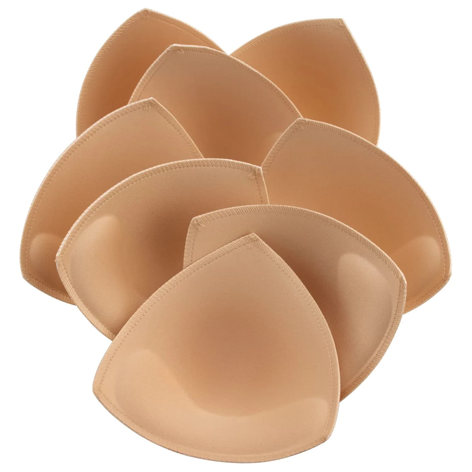 KSang Bra Pads Inserts (4 Pairs, C Cup, Beige) | Sewn Edges & Natural Shape