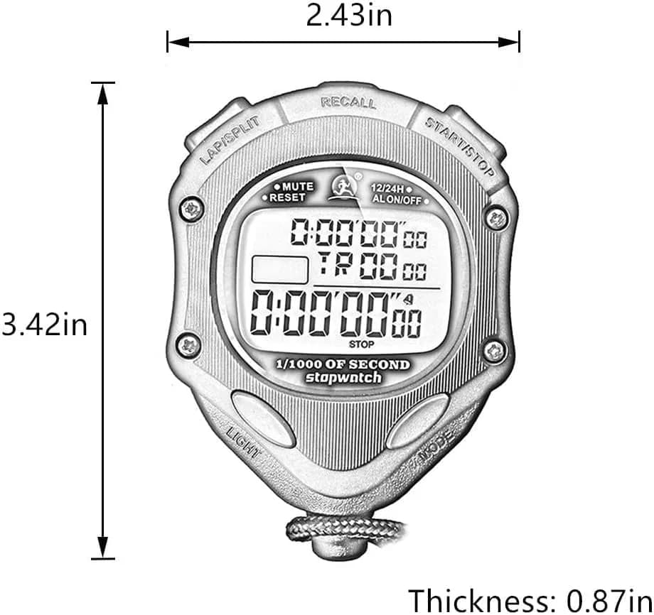 Rolilink Digital Stopwatch Timer with Backlight & 100 Lap Memory | Accurate 0.001s Timing for Sports Coaches thumbnail 3