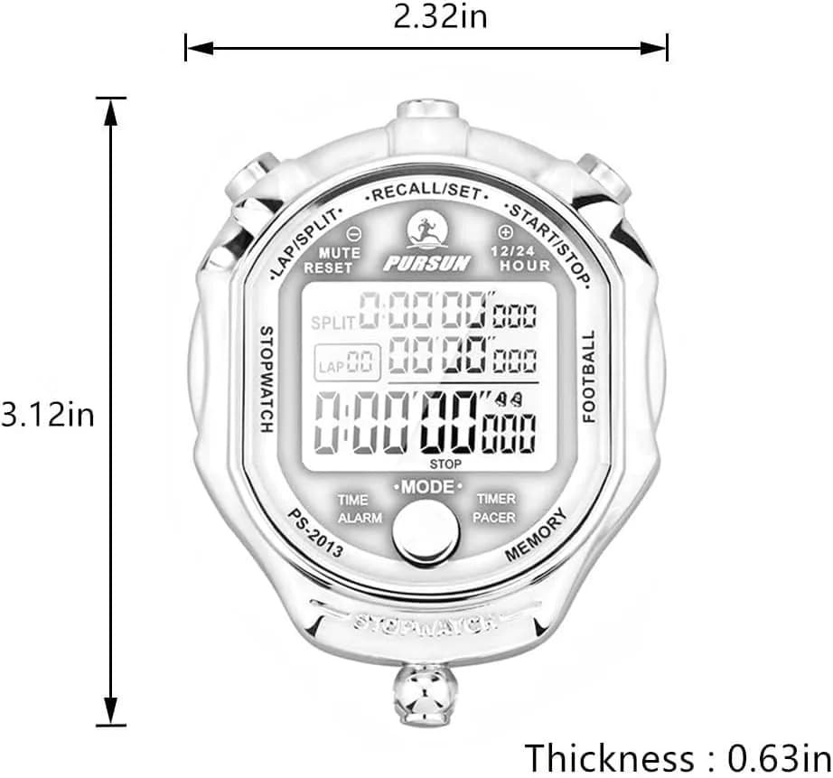 Rolilink Stopwatch Timer, Digital 0.001s Precision, Metal 100 Laps Memory, Coach Sports & Marathon thumbnail 3