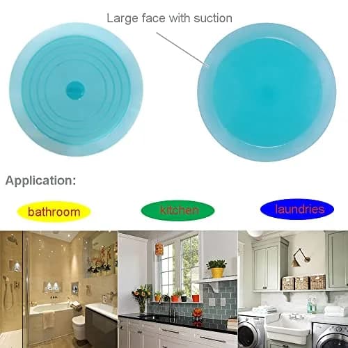 V-TOP Tub Stopper 2 Pack, 6 inch Blue Transparent Silicone Drain Plug | Universal Fit for Kitchen, Bath, Laundry thumbnail 8