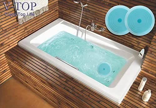 V-TOP Tub Stopper 2 Pack, 6 inch Blue Transparent Silicone Drain Plug | Universal Fit for Kitchen, Bath, Laundry thumbnail 5