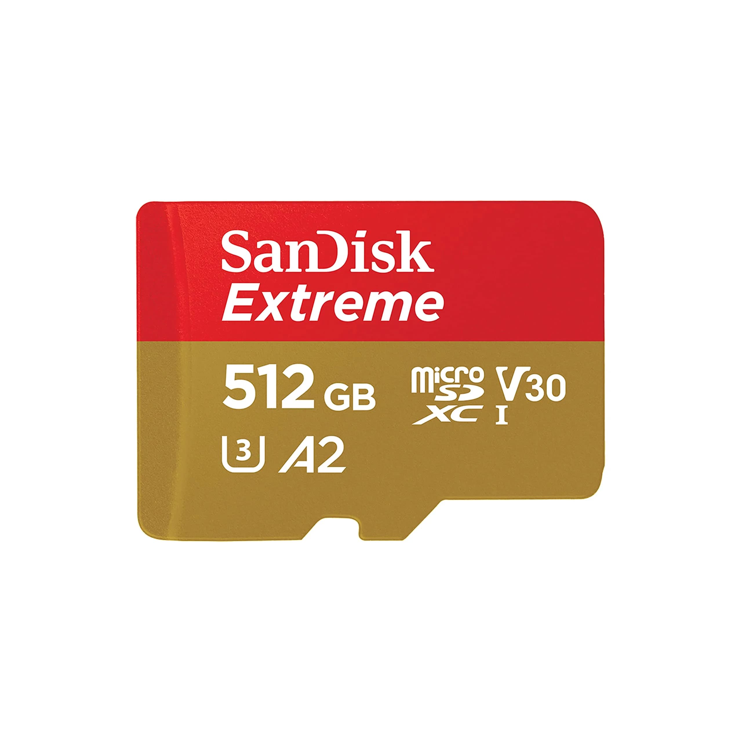 SanDisk 512GB Extreme microSDXC UHS-I Memory Card with Adapter - 190MB/s Read, 130MB/s Write, 4K UHD, A2, C10, U3, V30