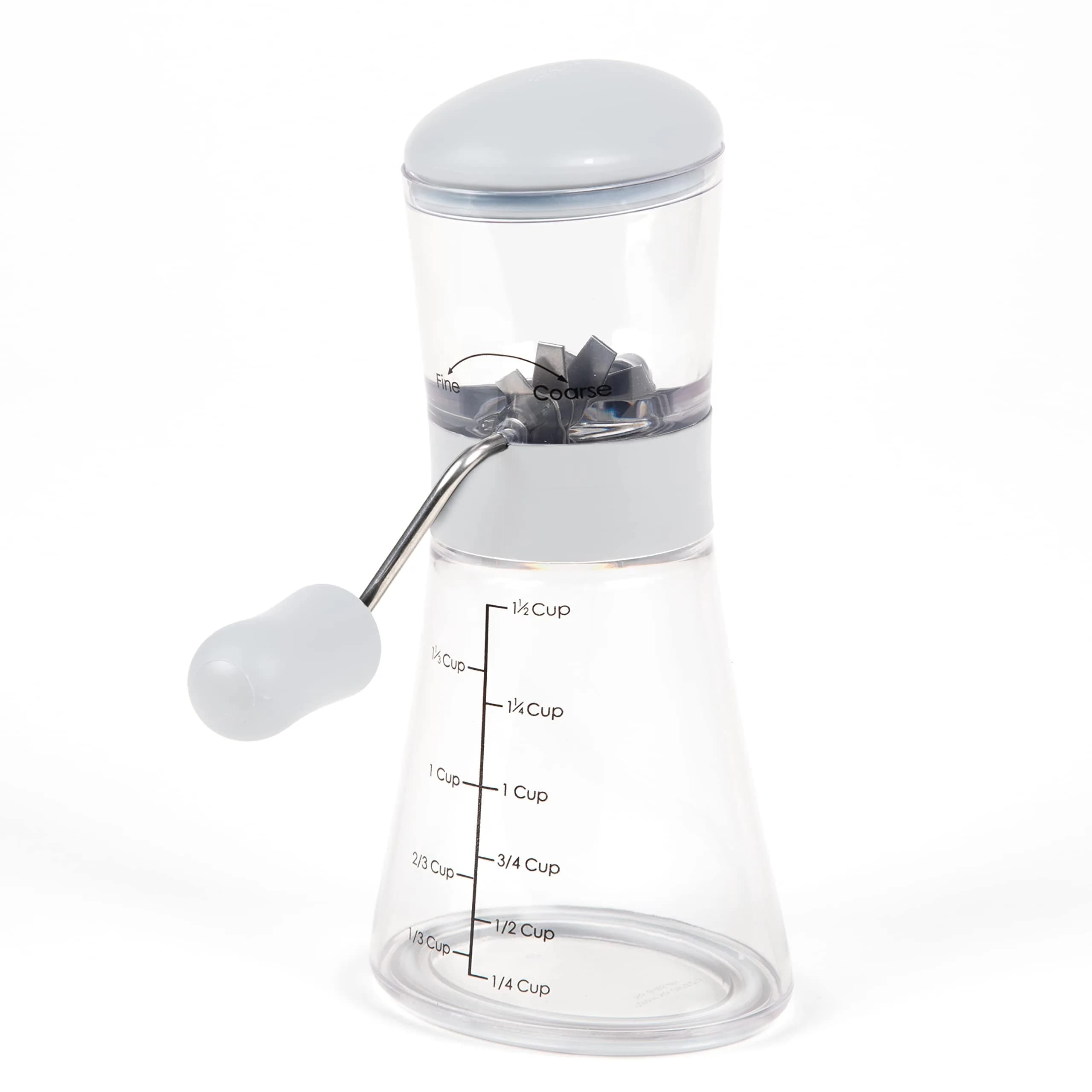Prepworks by Progressive Nut Chopper with Non-Skid Base, Red | Patented Design with Fine-to-Course Grinding Options & Clear Measurements (1 Unit) — White