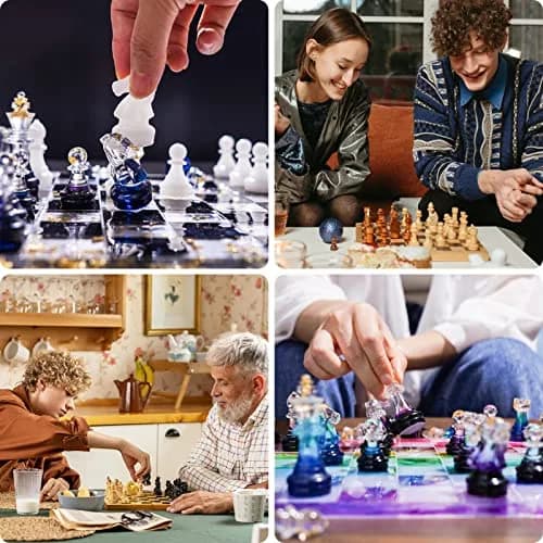 LET'S RESIN Chess Molds for Resin Casting, Full Size 3D Chess Set Molds | 25-Piece Set with Mica Powders thumbnail 6