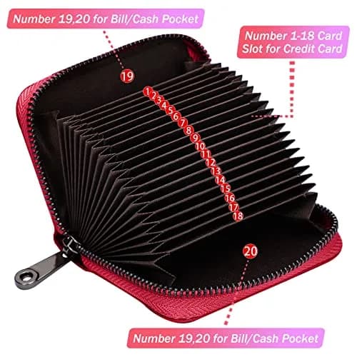 Linno RFID 20 Slots Credit Card Wallet in Genuine Cowhide Leather | Compact Small Accordion Wallet for Men & Women thumbnail 2