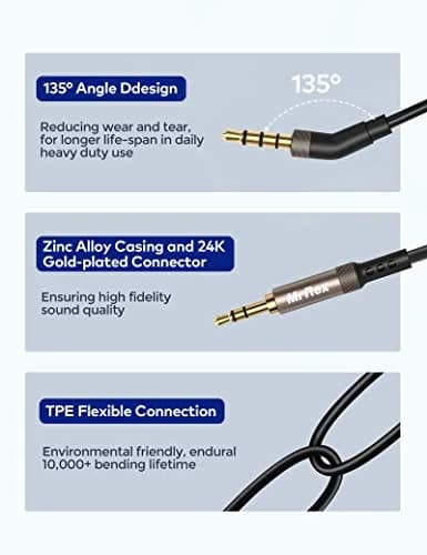 Mr Rex 3.5mm to 2.5mm Aux Cable Cord [2-Pack, 1.5m+2m] | Clear Stereo Sound for Bose, JBL Headphones thumbnail 3