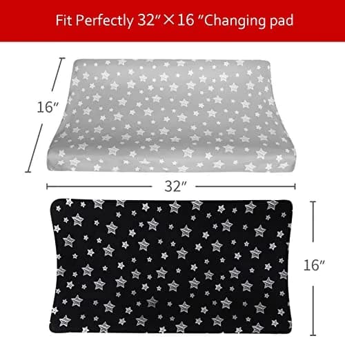 Moonsea Changing Pad Cover for Boys Girls | Soft Unisex Microfiber Sheets, 2-Pack, Fits 32"x16" Pads thumbnail 5