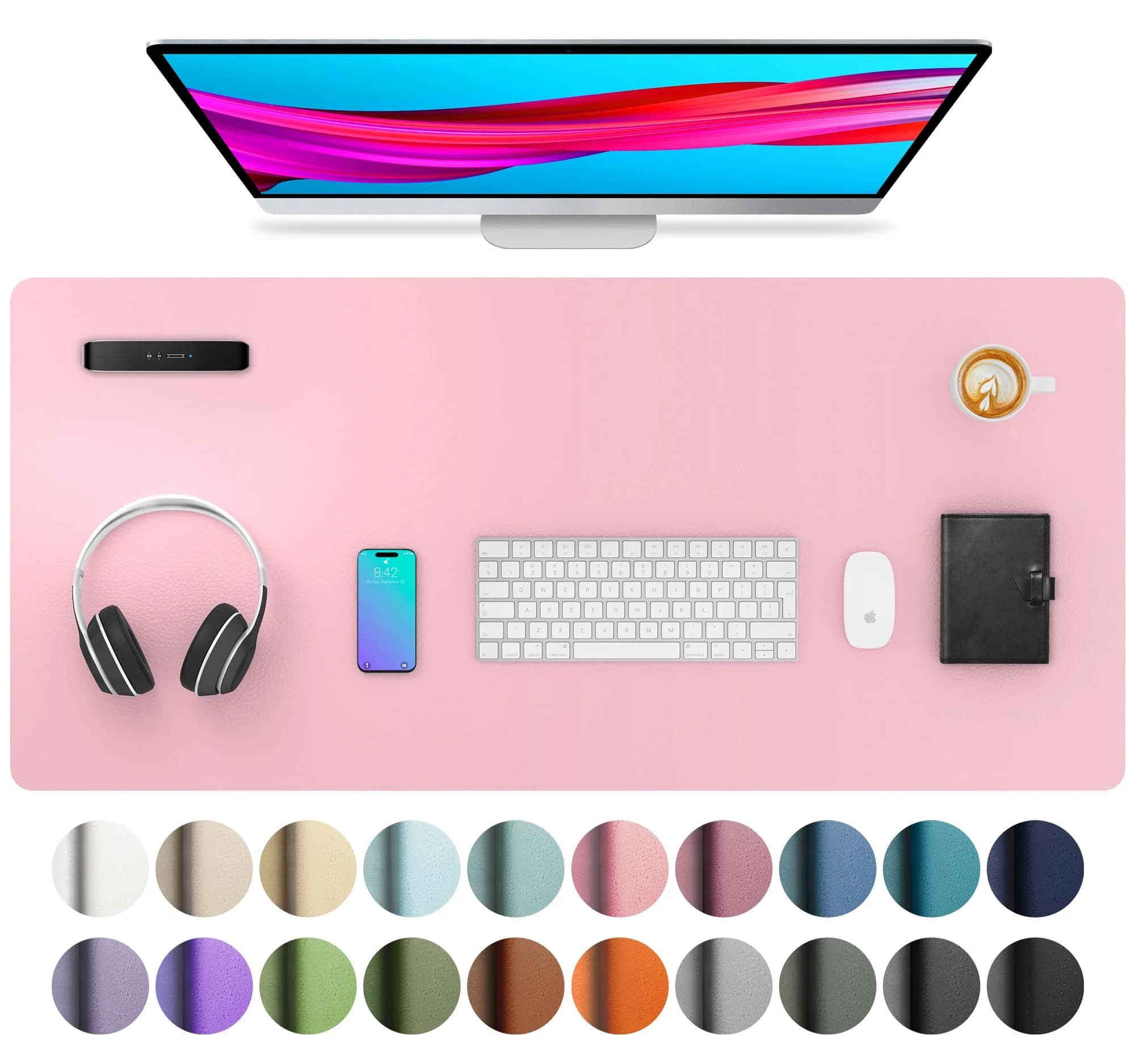 Aothia Leather Desk Pad Protector - Large Mouse Pad, Non-Slip PU Leather Blotter 91cm x 43cm (36" x 17") | Protects Desks from Scratches, Spills, and Heat