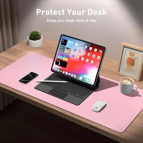 Aothia Leather Desk Pad Protector - Large Mouse Pad, Non-Slip PU Leather Blotter 91cm x 43cm (36" x 17") | Protects Desks from Scratches, Spills, and Heat thumbnail 3