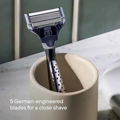 Harry's Original Shaving Kit for Men - Razor Handle and 3 Razor Blade Refill Cartridges - German Engineered - Charcoal | 5-Blade Cartridge Razor thumbnail 4