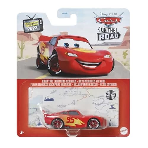 Disney Pixar Cars Road Trip Lightning McQueen 1:55 Scale Metal Toy Car | ASTM Tested thumbnail 1