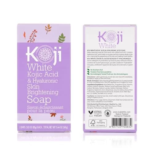 Koji White Kojic Acid & Hyaluronic Acid Skin Brightening Soap 2 Bars | Hydrating, Anti-Aging, Vegan thumbnail 5