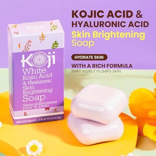 Koji White Kojic Acid & Hyaluronic Acid Skin Brightening Soap 2 Bars | Hydrating, Anti-Aging, Vegan thumbnail 2