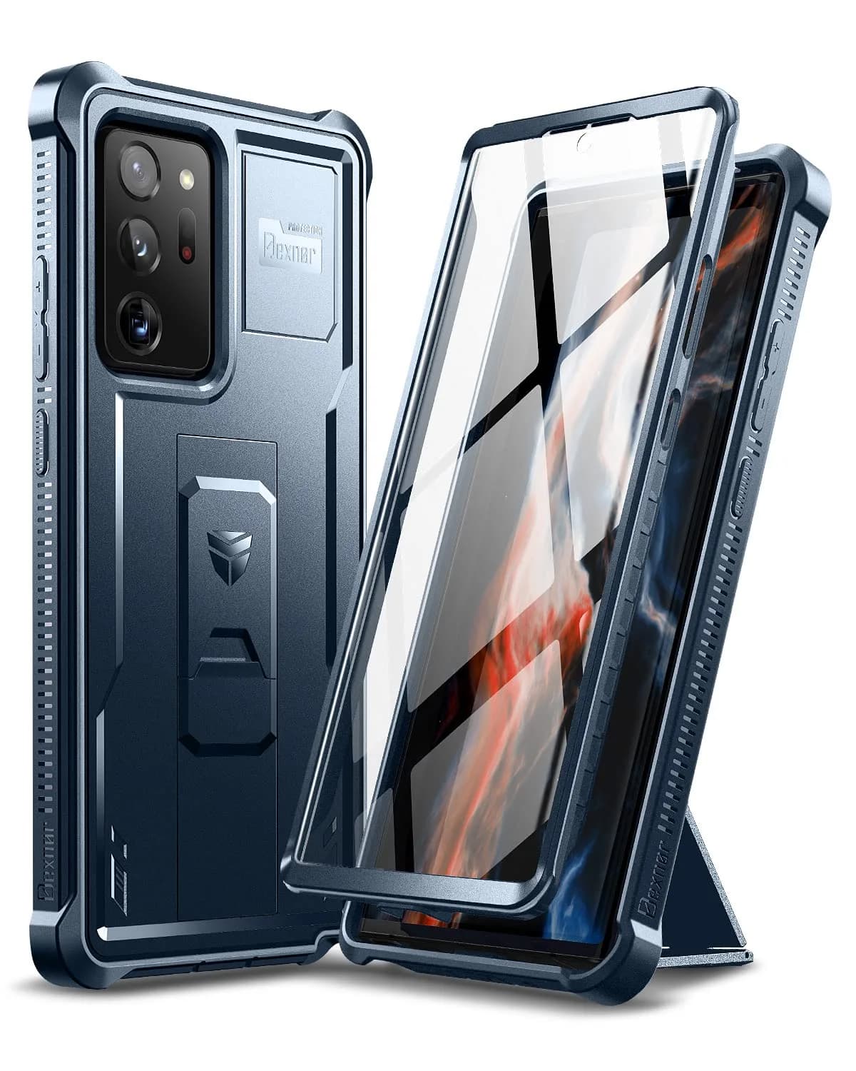 Dexnor Galaxy Note 20 Ultra 5G Case | Built-in Screen Protector & Kickstand | Heavy Duty Shockproof Black — Navy Blue