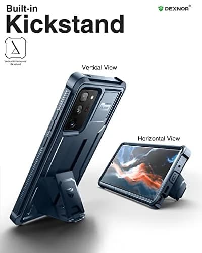 Dexnor Heavy Duty Case for Samsung Galaxy Note 20 Ultra 5G with Built-in Screen Protector and Kickstand | Navy Blue thumbnail 4