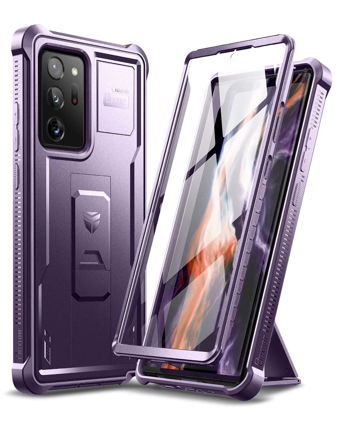 Dexnor Galaxy Note 20 Ultra 5G Case | Built-in Screen Protector & Kickstand | Heavy Duty Shockproof Black — Phantom Purple
