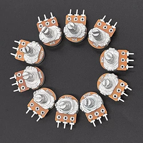 Taiss 30pcs 100K Potentiometer Variable Resistors 3 Terminals Linear Taper Rotary Audio B Type Potentiometer, Volume Control Shaft 15mm | Durable Metal Construction thumbnail 4